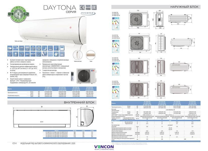 Кондиціонер спліт-система Cooper&Hunter Daytona CH-S09FTXD2-WP 146098 фото