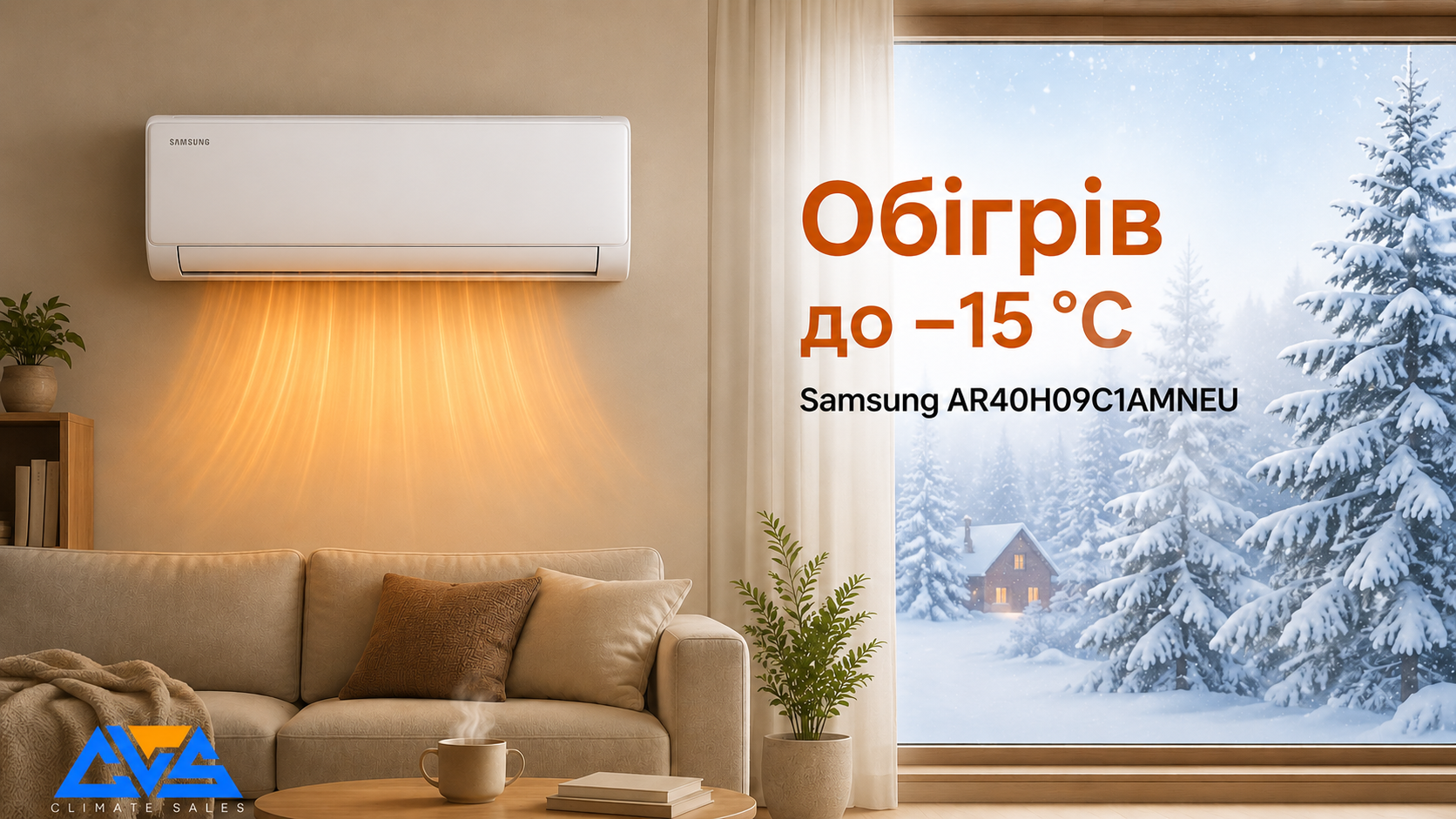 Обігрів кондиціонером Samsung AR40H09C1AMNEU до мінус 15 градусів