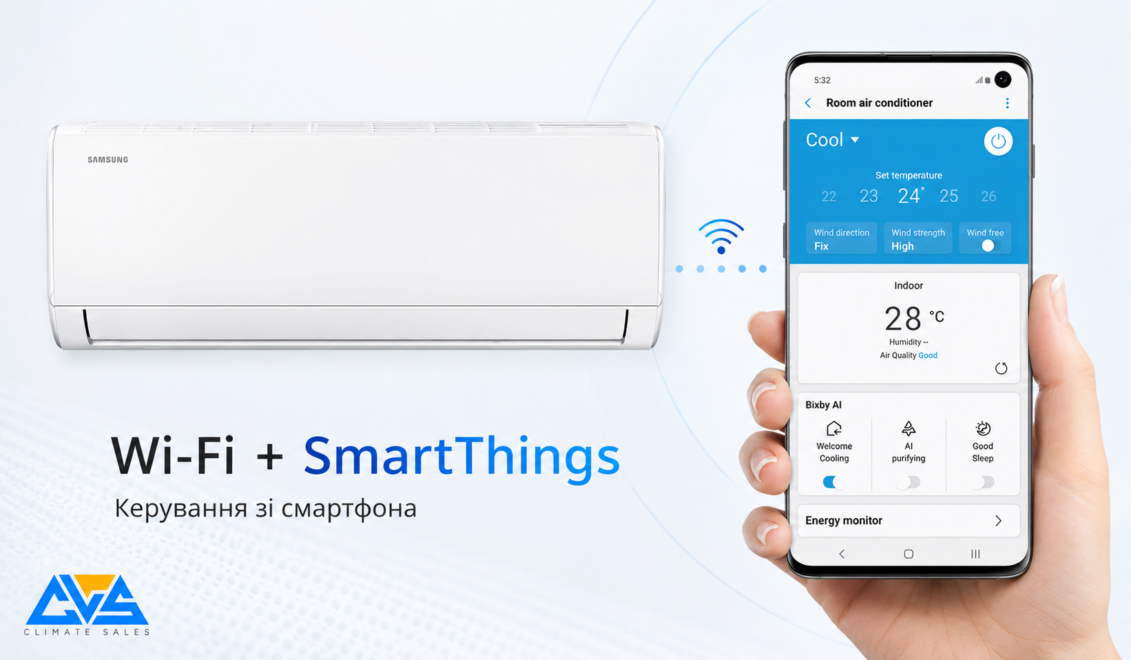 Керування кондиціонером Samsung AR40H09C1AMNEU через Wi-Fi та SmartThings