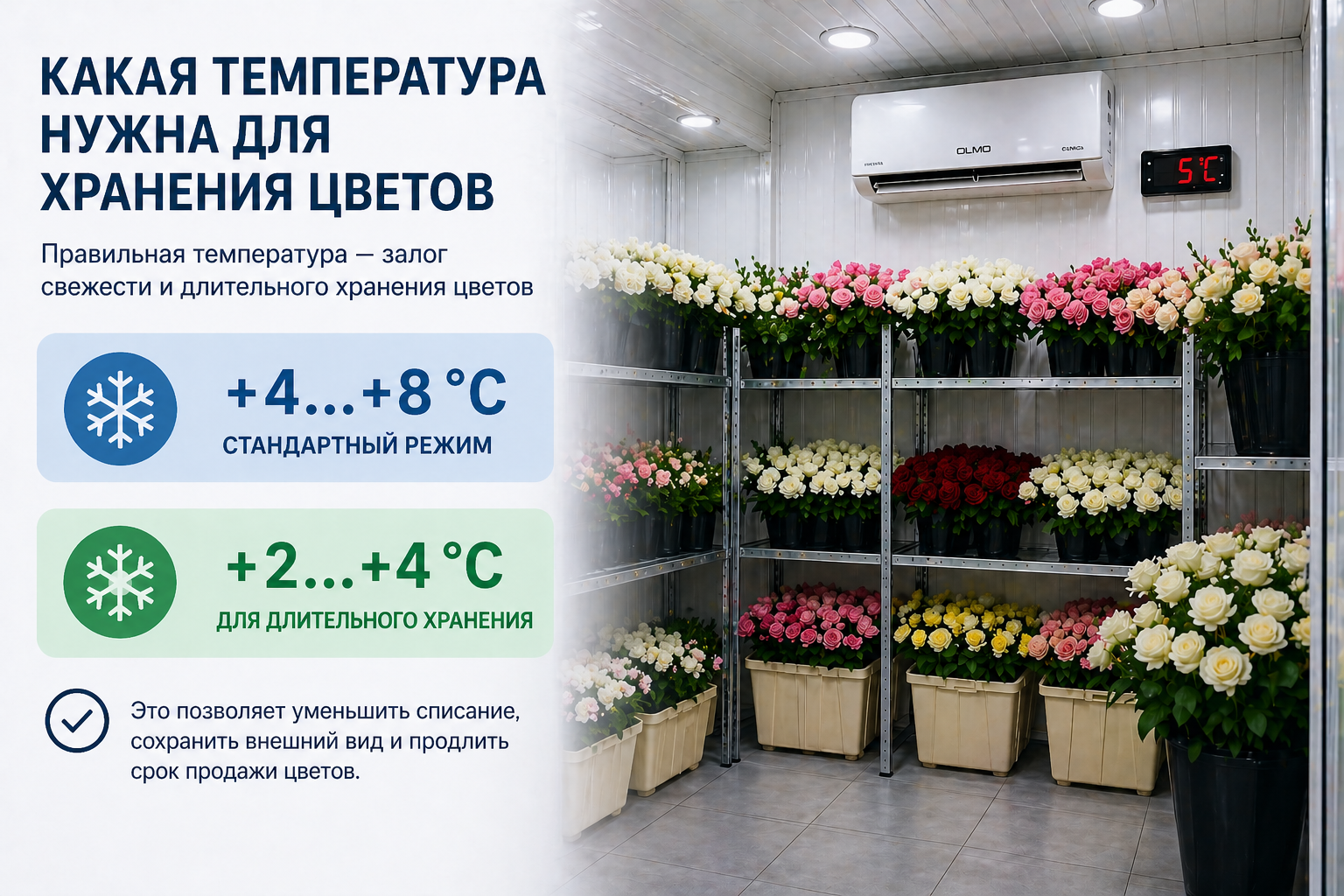 установить кондиционер для цветочного магазина