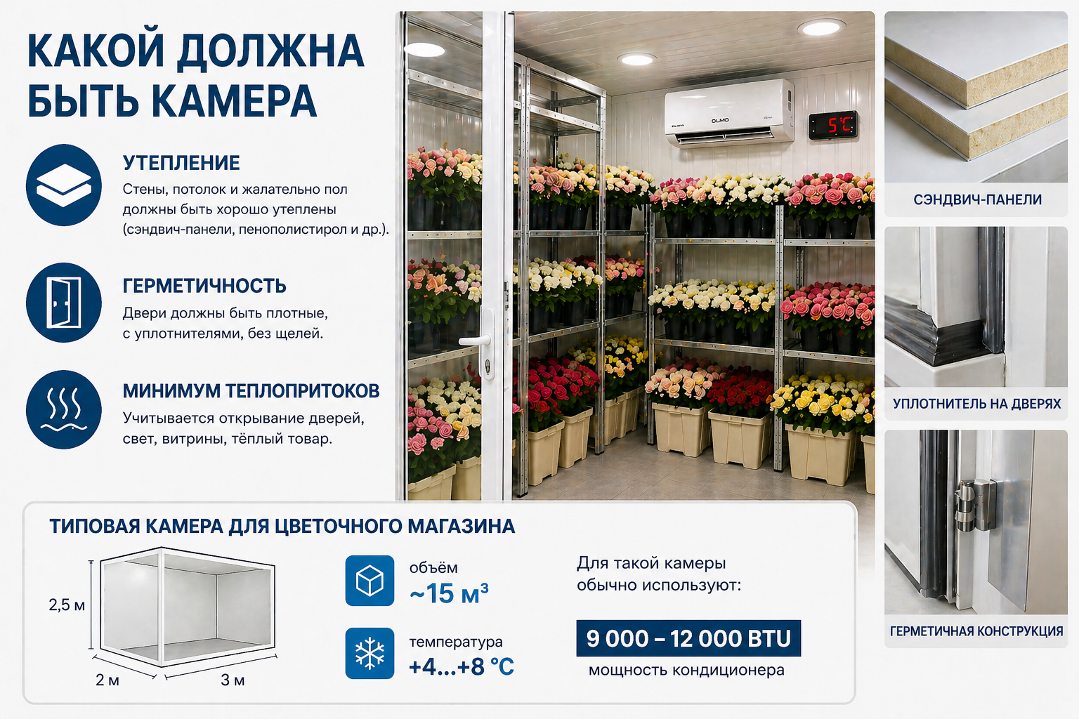 заказать кондиционер для цветочного магазина