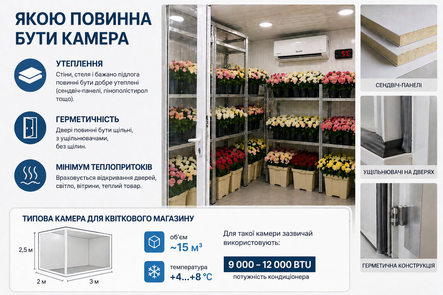 встановити кондиціонер для квіткового магазину